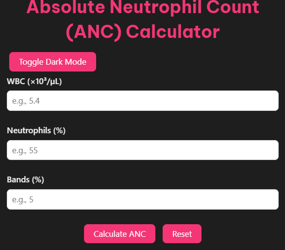 Absolute Neutrophil Count Calculator