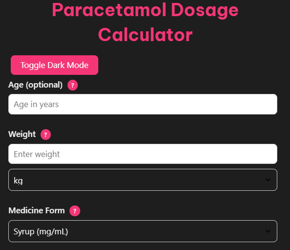 Paracetamol Dosage Calculator