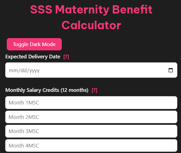 SSS Maternity Calculator
